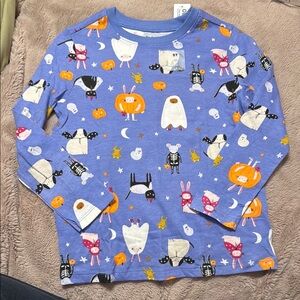 Old Navy Blue Long Sleeve Tee with Whimsical Halloween Print